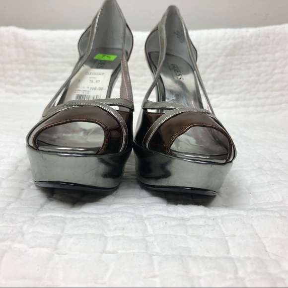 Guess Metallic Bronze and Silver Peep Toe Heels - Picture 3 of 8